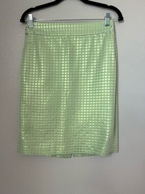 J. Crew Mint Green Dot-Print Pencil Skirt